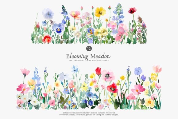 Download Watercolor Flowers Floral Border Set - Flower Collection