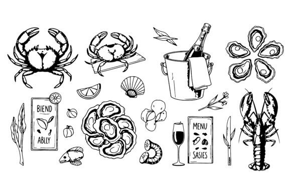 Download Seafood and Wine Silhouette Elements - Wine silhouette Collection