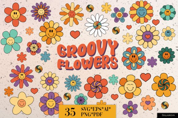Download Groovy Flowers SVG PNG EPS - Flower Collection