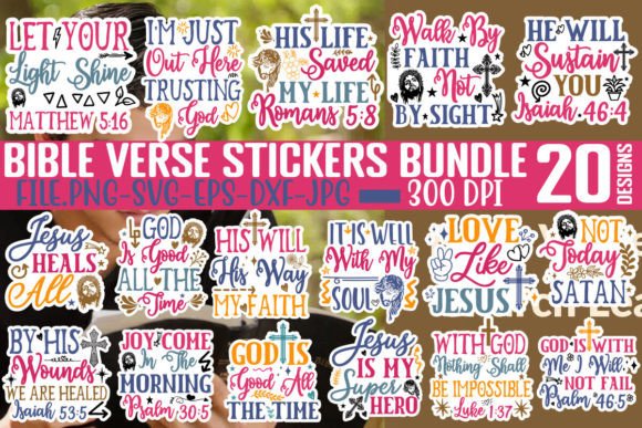 Download Bible Verse Stickers Bundle, Bible SVG - Stickers Collection