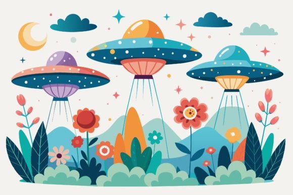 Download Ufos Sky with Flowers on a Backgrounds - Flower Collection
