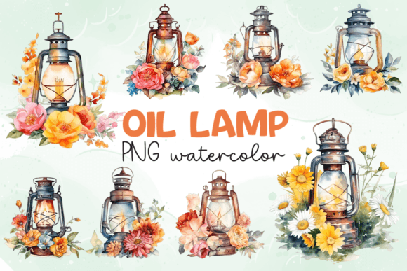 Download Oil Lamp with Flowers PNG - Flower Collection